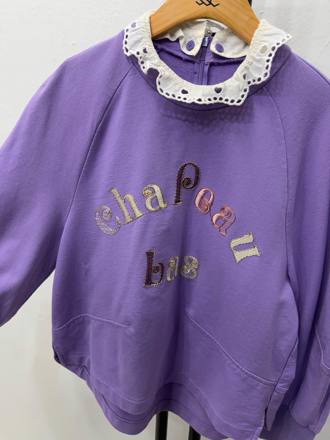 정품) O2ND 오즈세컨 한섬 21ss 레이스 카라 맨투맨 82 상품이미지3