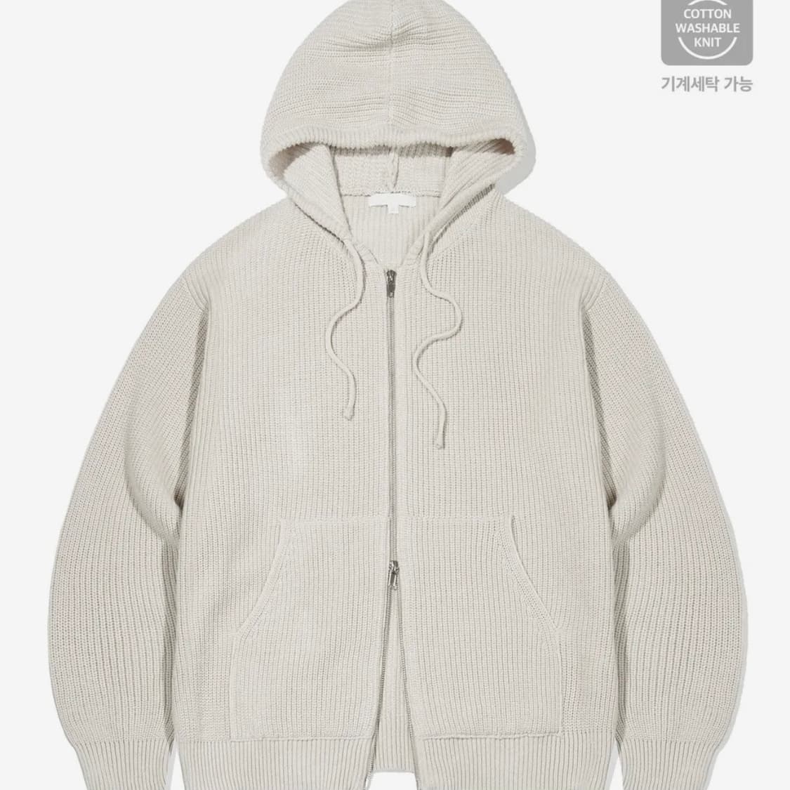 키뮤어 코튼 워셔블 하찌 2-WAY 후드집업 니트_오트밀 상품이미지1