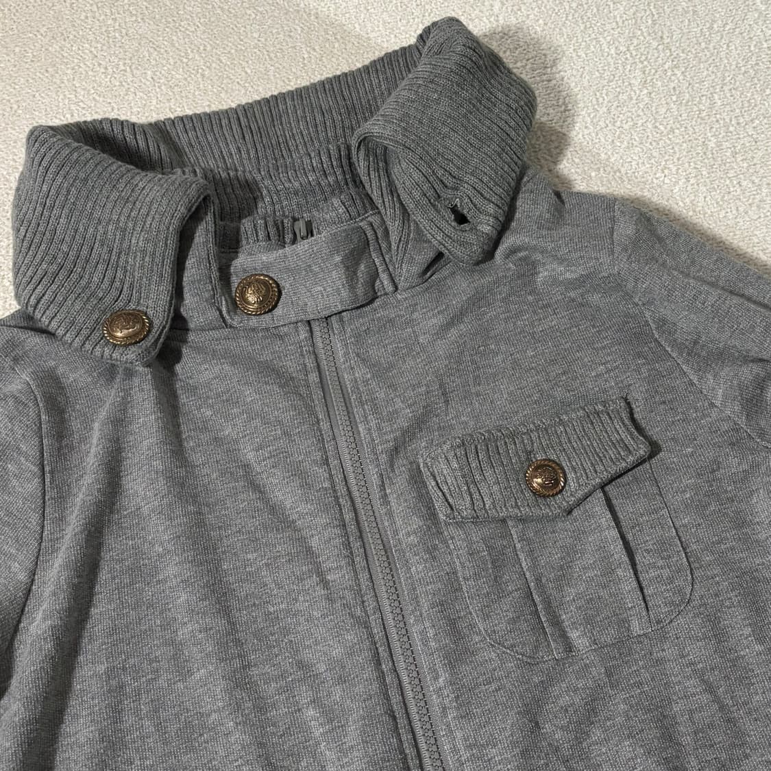 일본빈티지 BEGUM 니트 포인트 롱 집업 상품이미지2