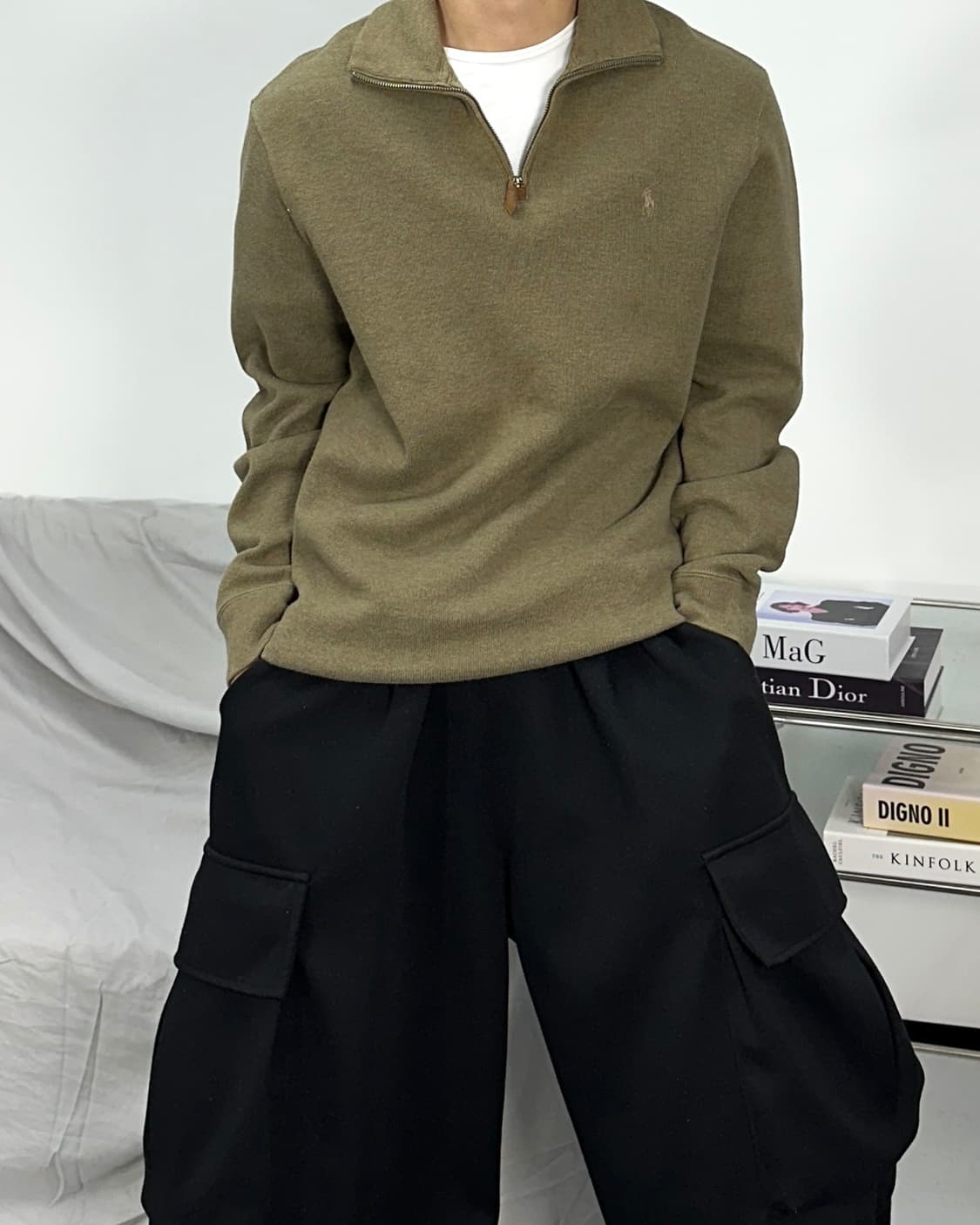 폴로 랄프로렌 카키 하프집업 니트 M 상품이미지1