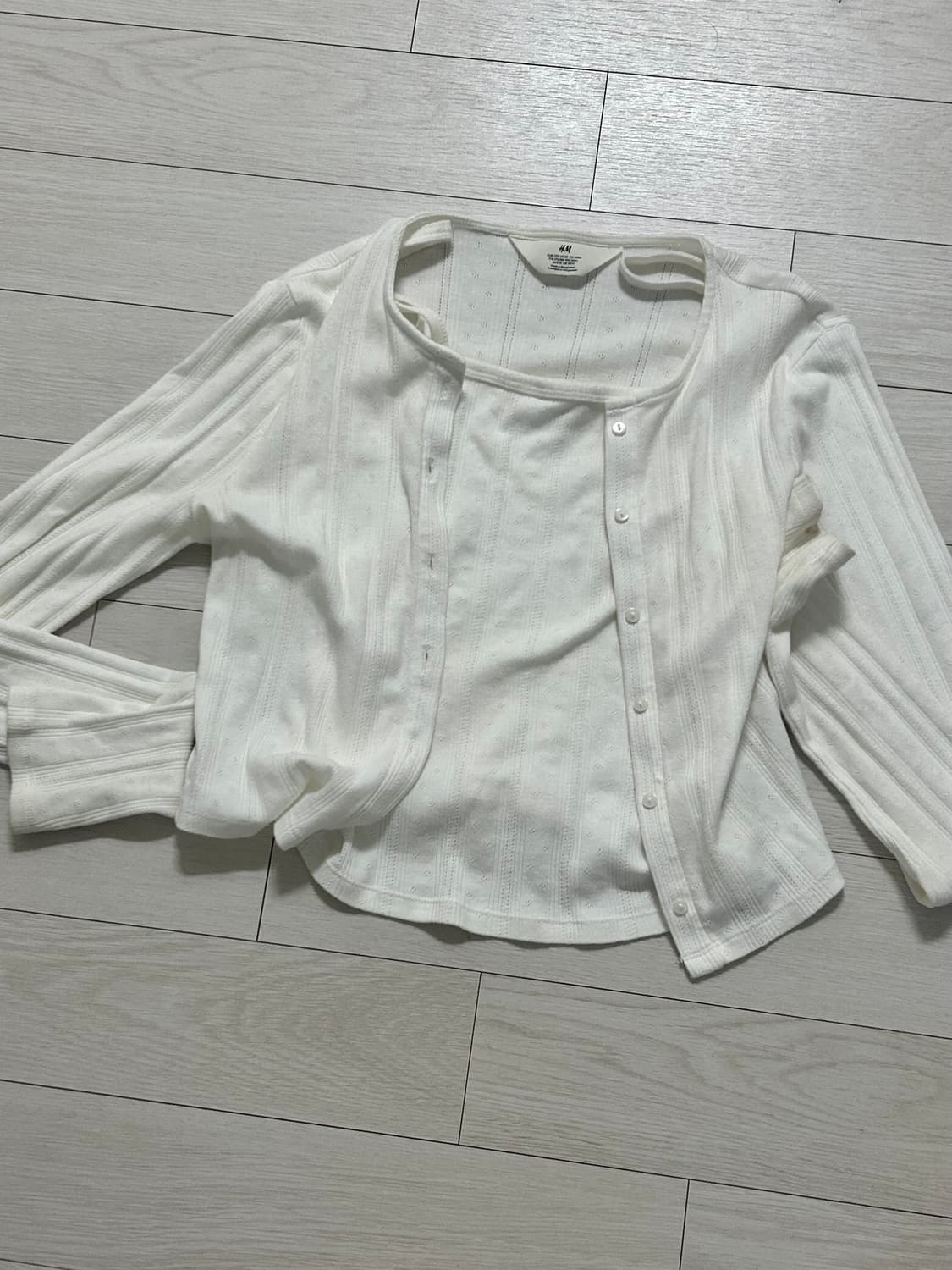 H&M 가디건 나시 세트 화이트 포인텔 상품이미지1