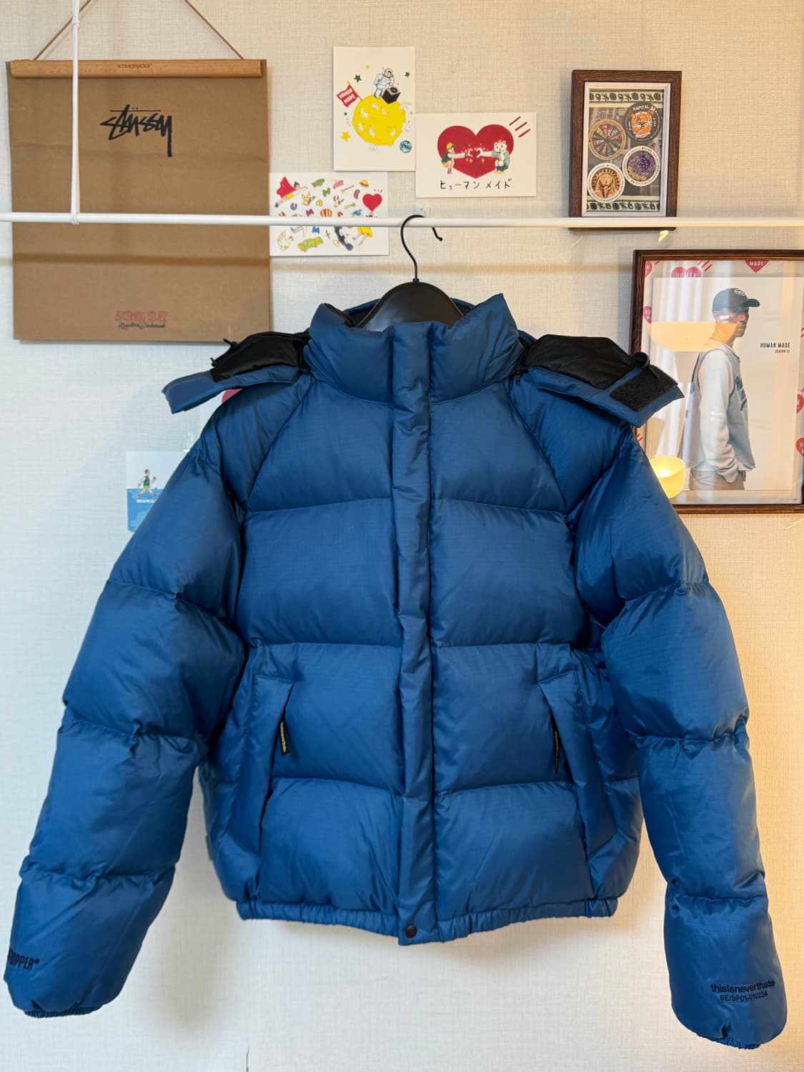 (새상품)디스이즈네버댓 고어텍스 윈드스토퍼 다운푸퍼 패딩 블루 M 상품이미지4