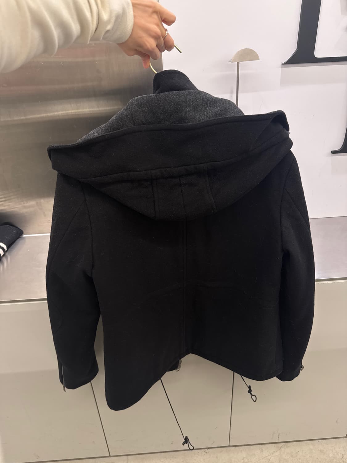 우영미 후드 울자켓 블랙 상품이미지2