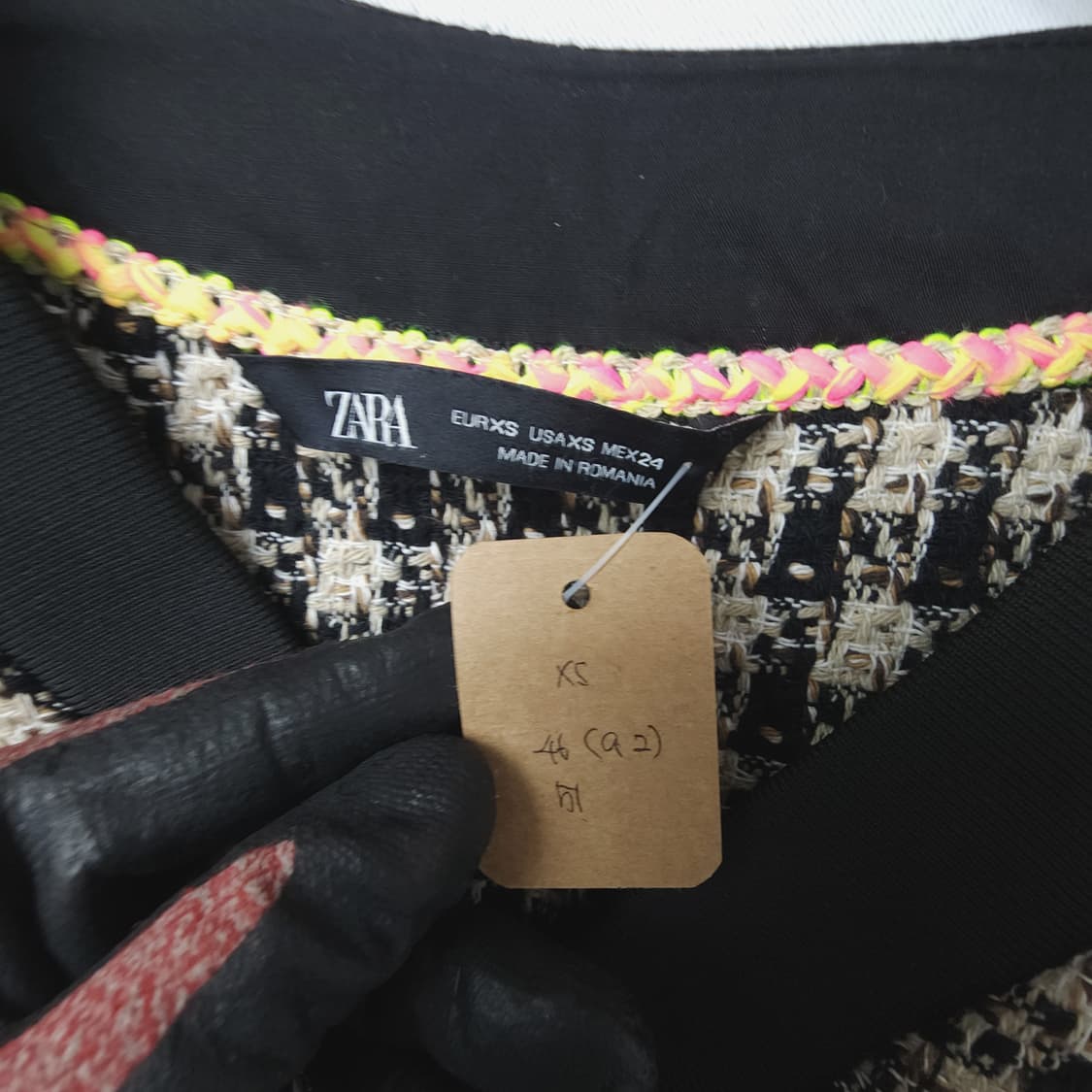 XS(92) 자라  체크 패턴 가디건  상품이미지2