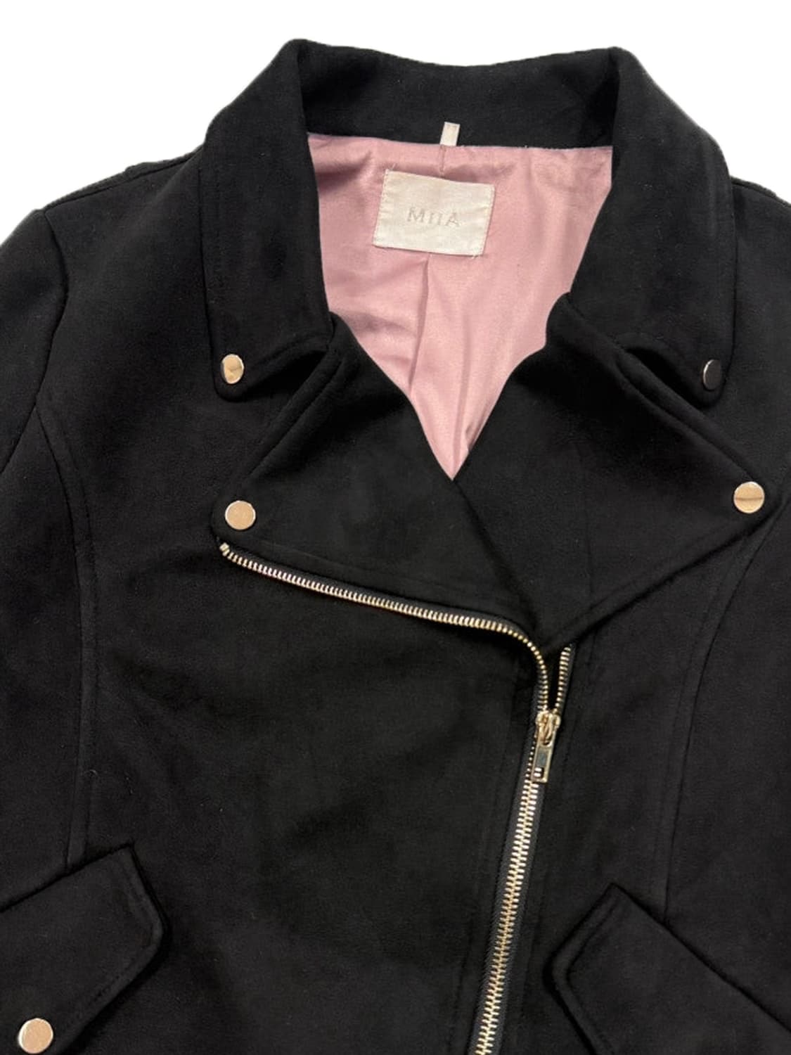 빈티지 MIIA 블랙 스웨이드 라인 라이더 자켓 상품이미지4