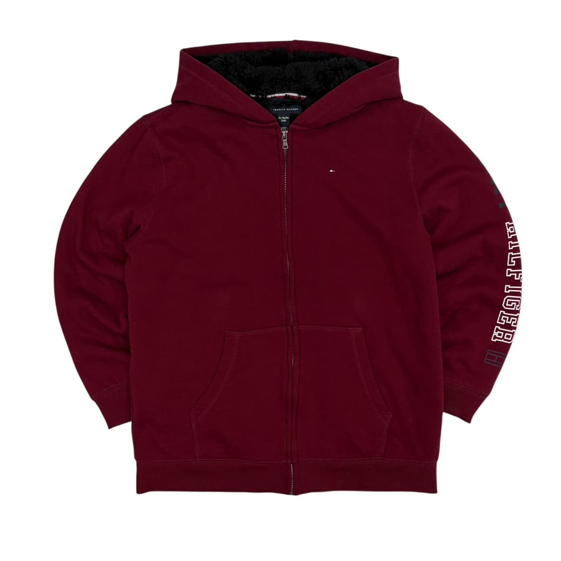 타미힐피거 사이드로고 버건디 후드집업 상품이미지1