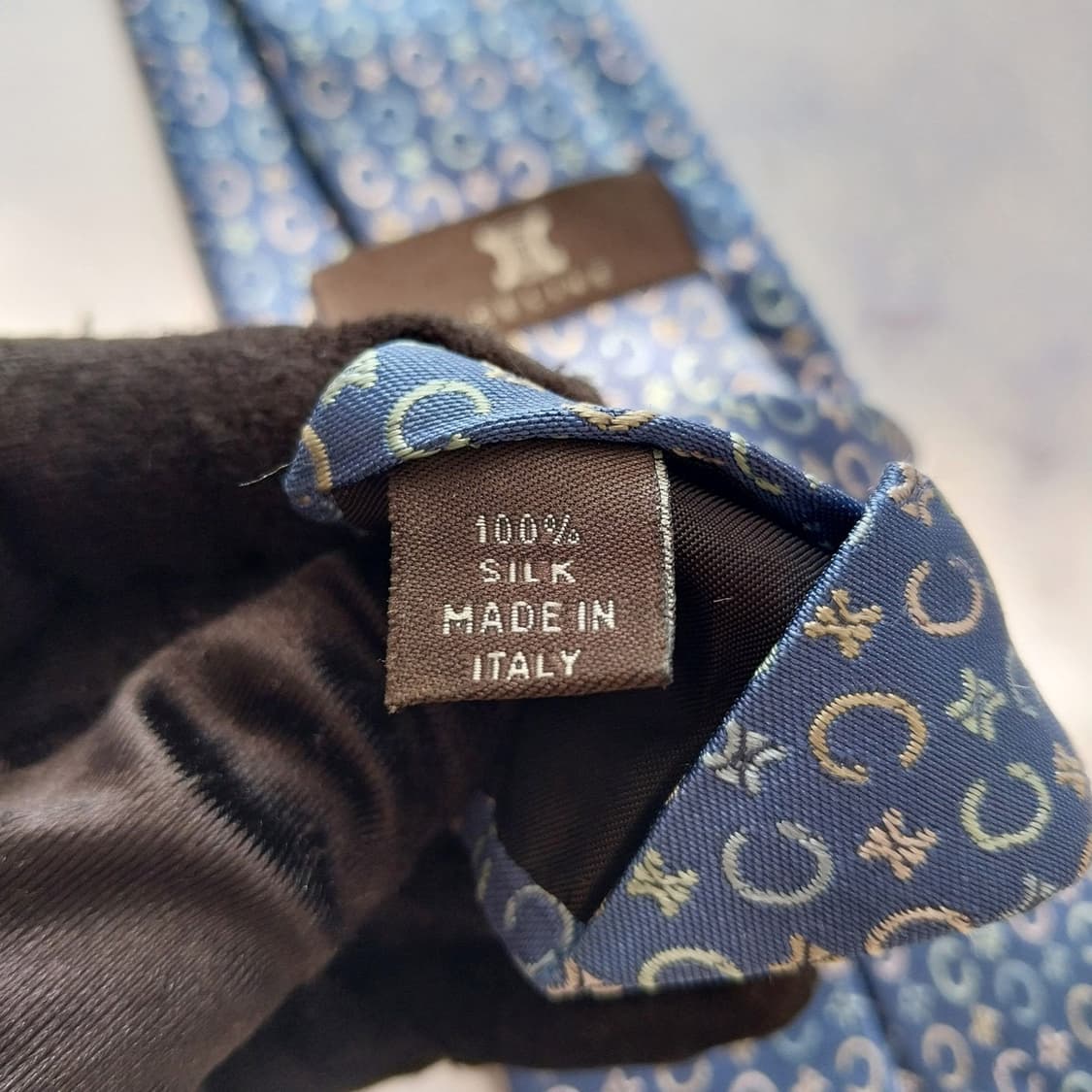 셀린느 실크 블루 트리오페 C패턴 넥타이 9.6cm A등급 A2132 상품이미지9