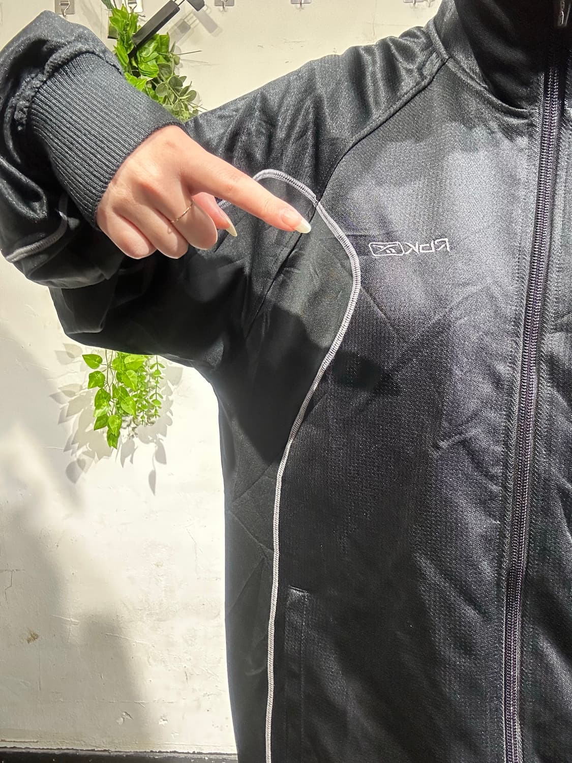 리복 블랙 로고 트랙탑 져지 L 상품이미지4