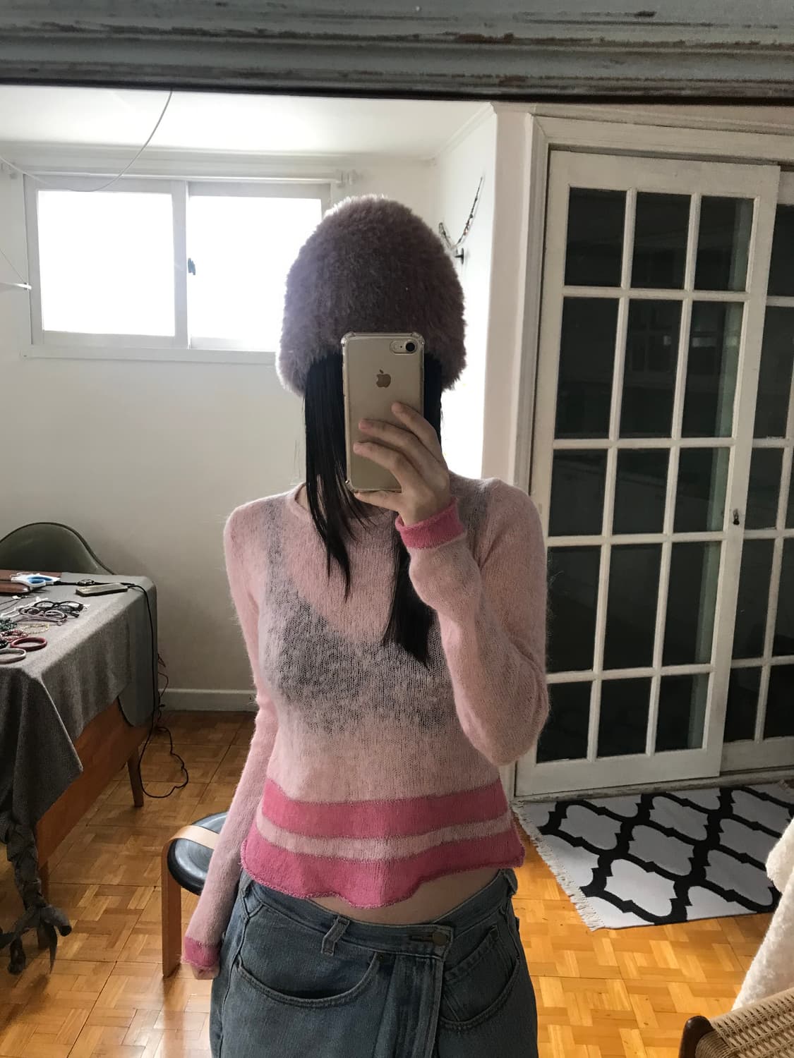vintage mohair pink knit 상품이미지1