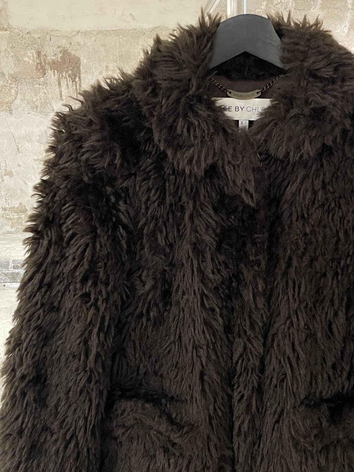 씨 바이 끌로에 다크 브라운 아칼릭 퍼 집업 자켓 상품이미지2