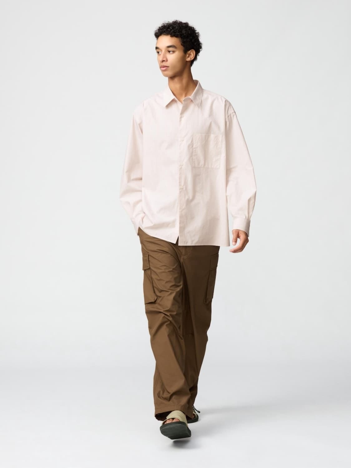 유니클로C/ 브로드클로스 오버사이즈 셔츠 핑크/ M 상품이미지2