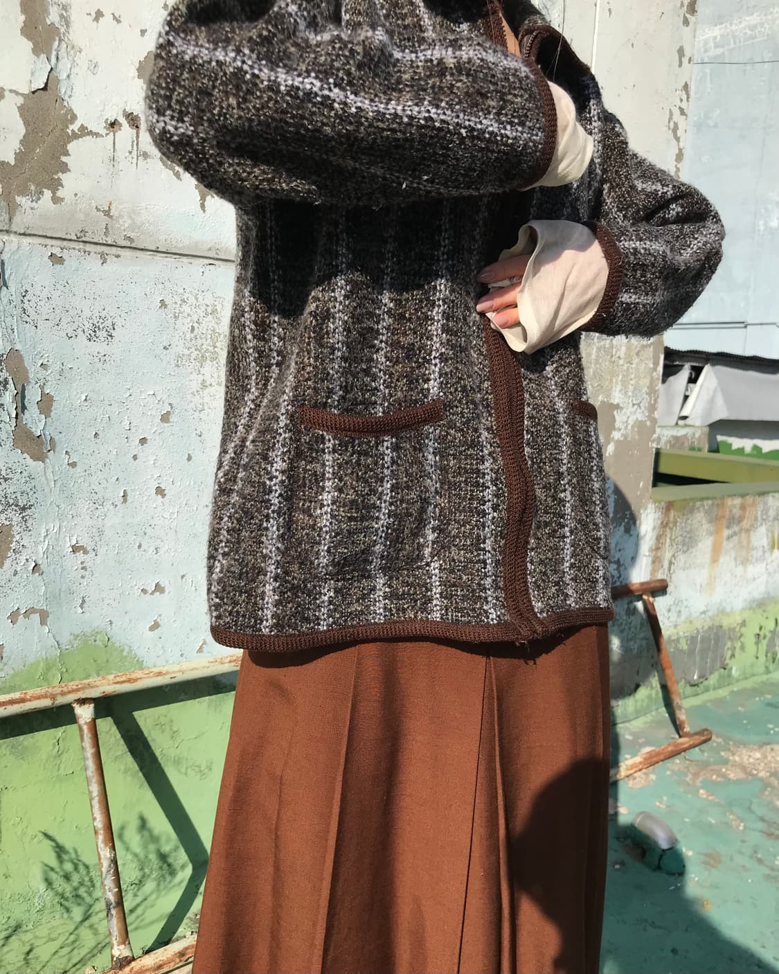 브라운 니트 집업 자켓 상품이미지2