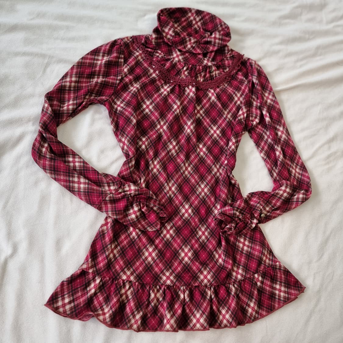 악세즈팜므 체크 원피스형 롱티 상품이미지4