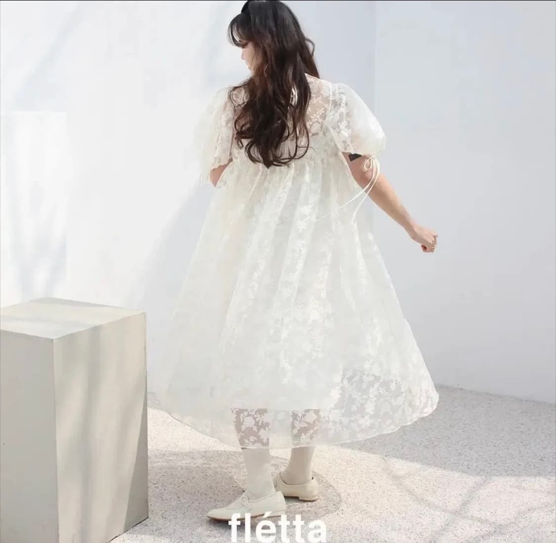 (플레따 fletta) 31번 퍼프 시스루 드레스 -s 상품이미지3