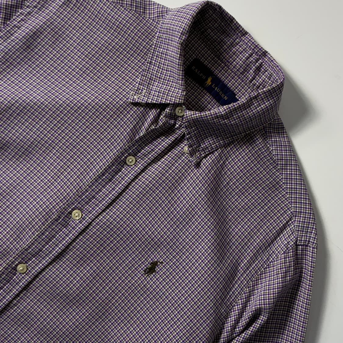 Polo  폴로 랄프로렌 자수 코튼 퍼플 체크 셔츠 상품이미지3