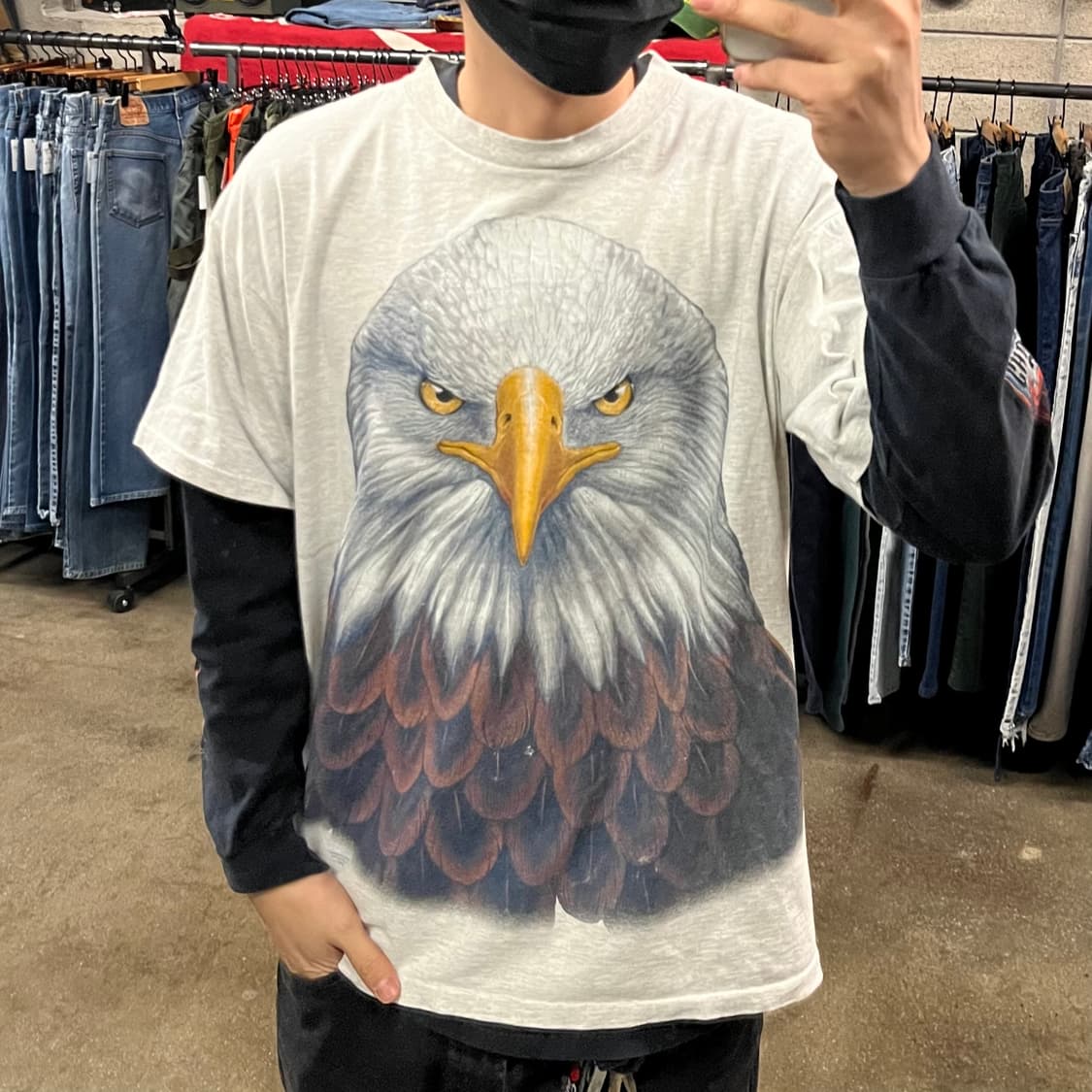 90s 이글 헤드 프린팅 티셔츠 (105-110) 상품이미지5