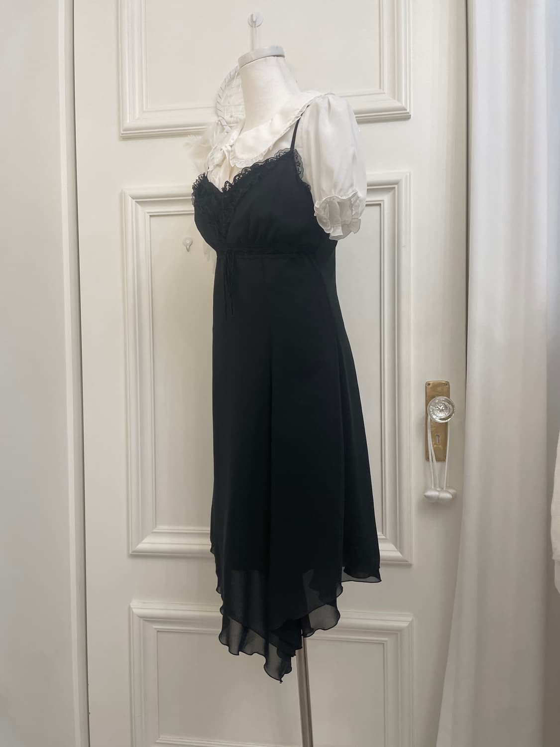 white collar lovely blouse&black lace ru 상품이미지2