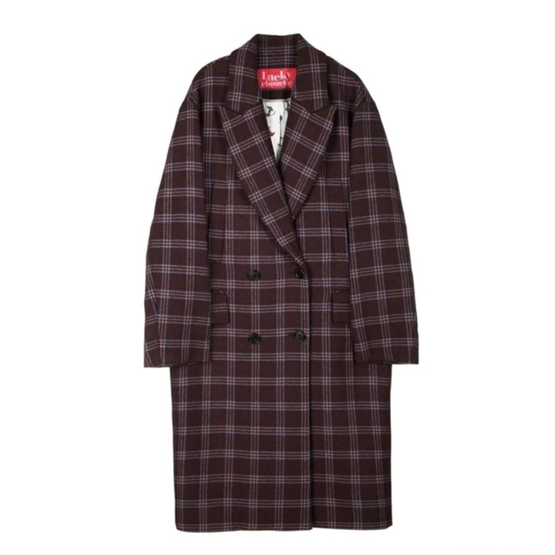 럭키슈에뜨(LUCKY CHOUETTE) 오버사이즈 체크코트 프리사이즈 상품이미지2