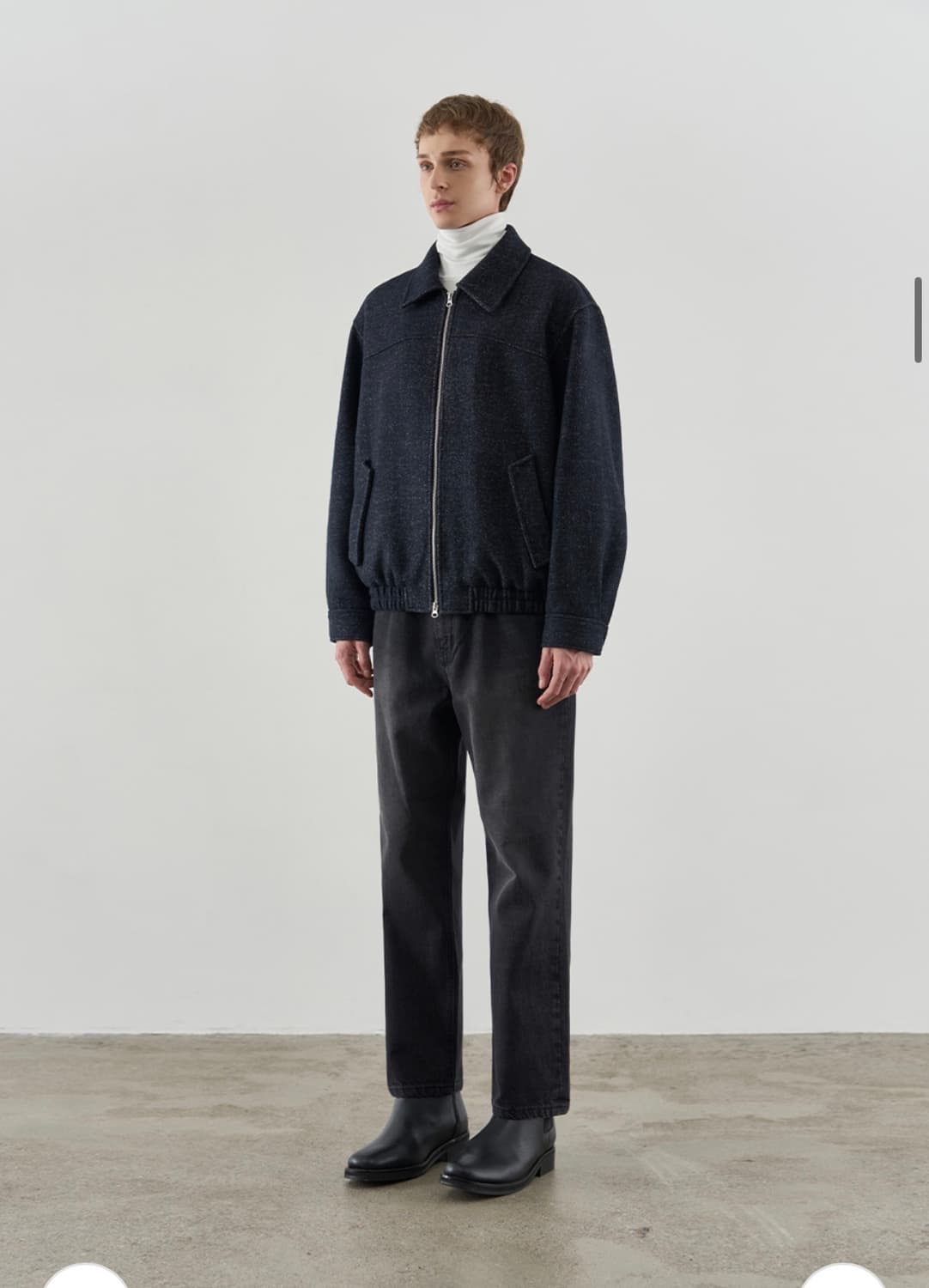 (새상품)(L) 드로우핏 헤링본 카라 집업 블루종 자켓 [NAVY] 상품이미지6