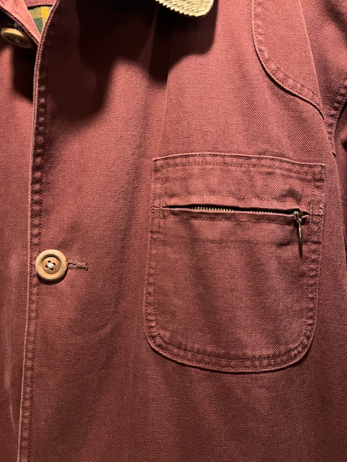 [2XL]L.L.Bean 엘엘빈 체크 라이닝 버건디 캔버스 초어 자켓 상품이미지3