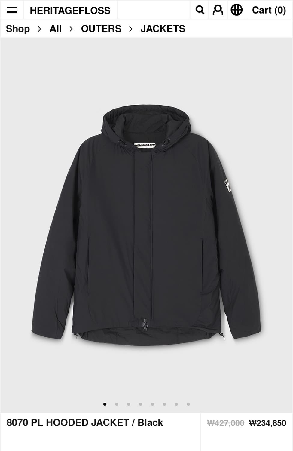 헤리티지플로스 경량 자켓 블랙 M 상품이미지4