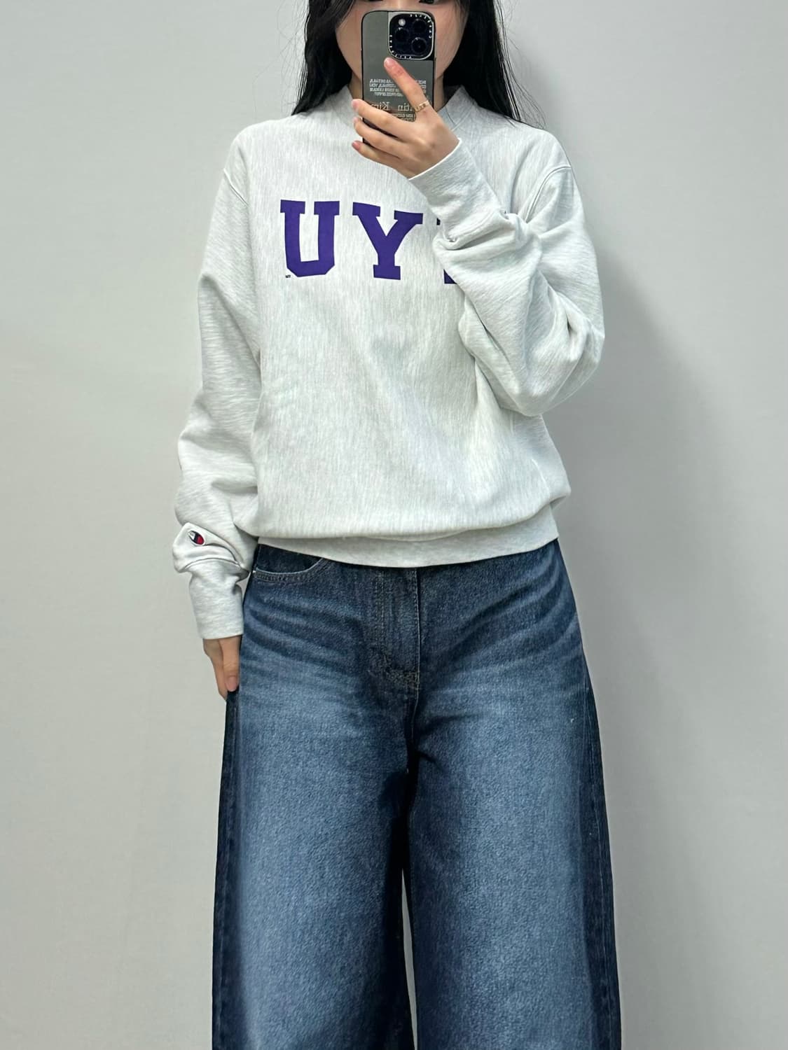 챔피온 프리미엄 리버스위브 컬리지 그레이 맨투맨 상품이미지1