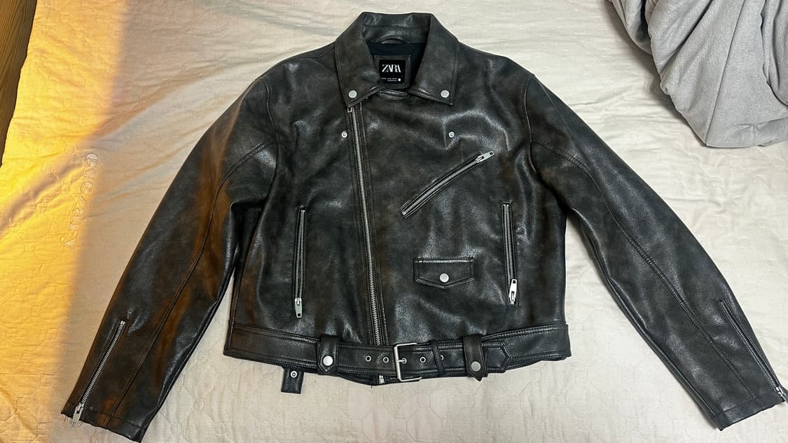 ZARA 리얼 레더 바이커 자켓 XL 상품이미지1