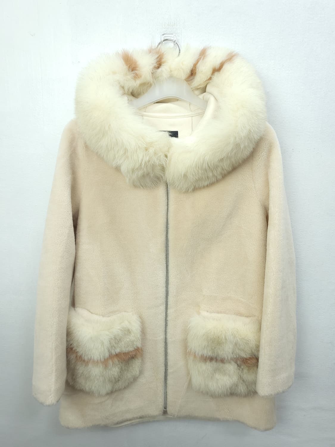 A&D Atelier 천연양털 사가폭스털 후드코트 55 S 새제품 상품이미지3