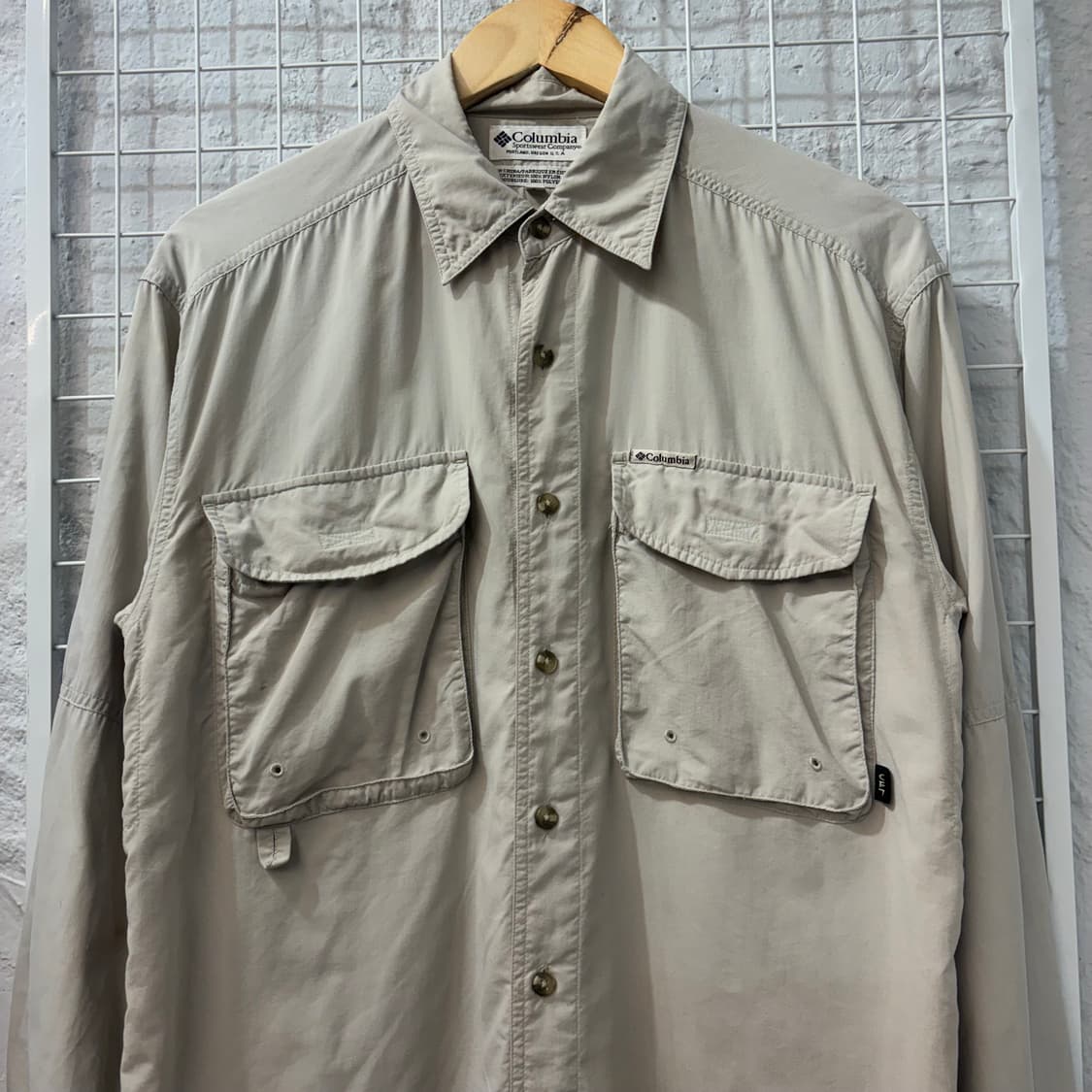 90s 컬럼비아 빈티지 라이트 베이지 셔츠 S 상품이미지3
