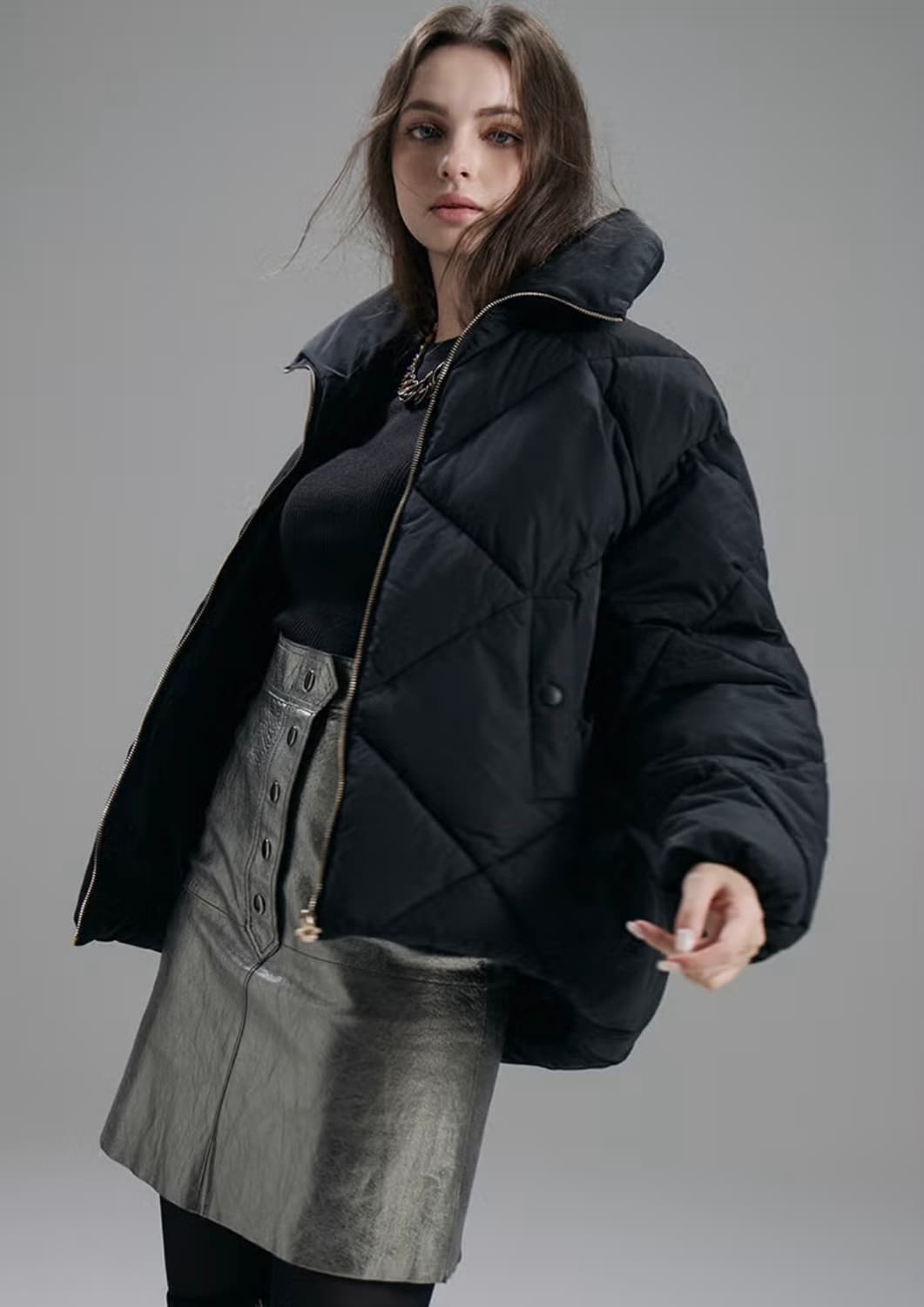 트루릴리전 우먼 빅카라 헤비 패딩 블랙 XL 105 상품이미지6