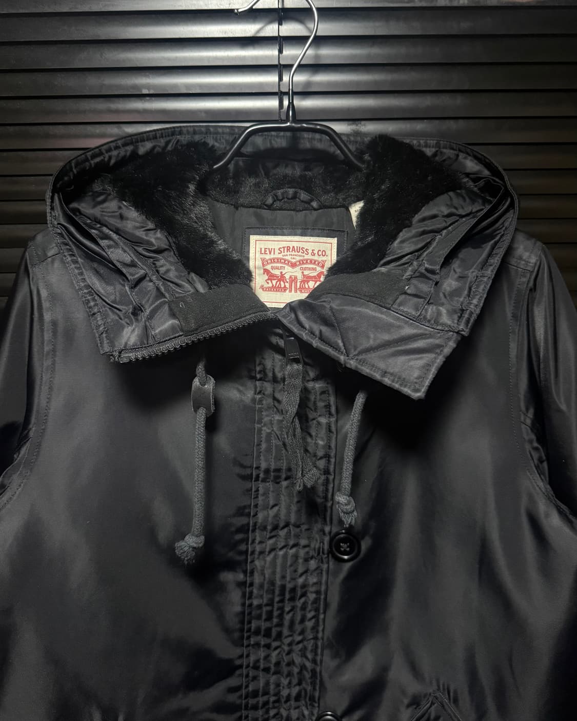 리바이스 N3B 야상 다운 패딩 점퍼 개파카 워크 자켓 털 퍼 블랙 S 상품이미지6