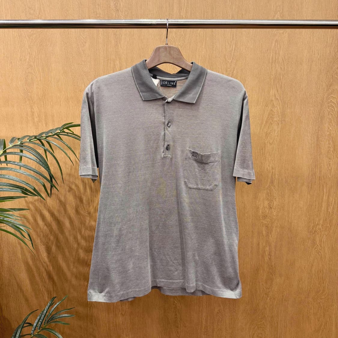 셀린느 옴므 패턴 반팔 카라티 포켓 디테일 클래식 그레이 상품이미지1