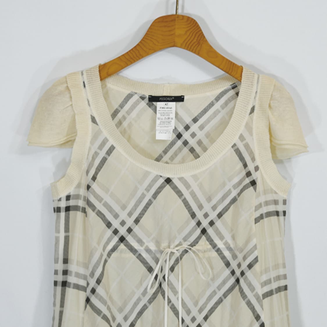 made in italy PEGORER 체크캡소매원피스 상품이미지3