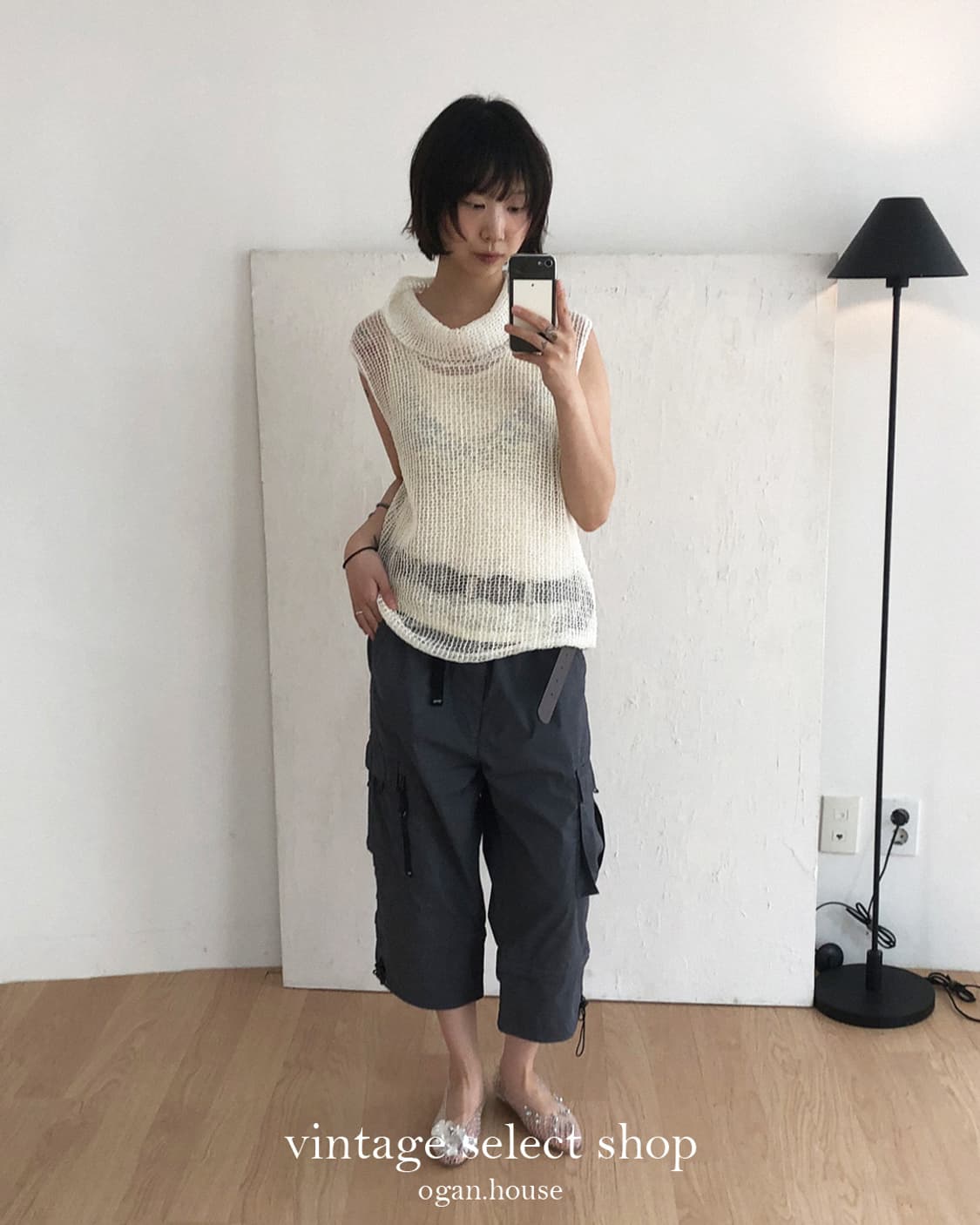 vintage open knit sleeveless top 상품이미지3