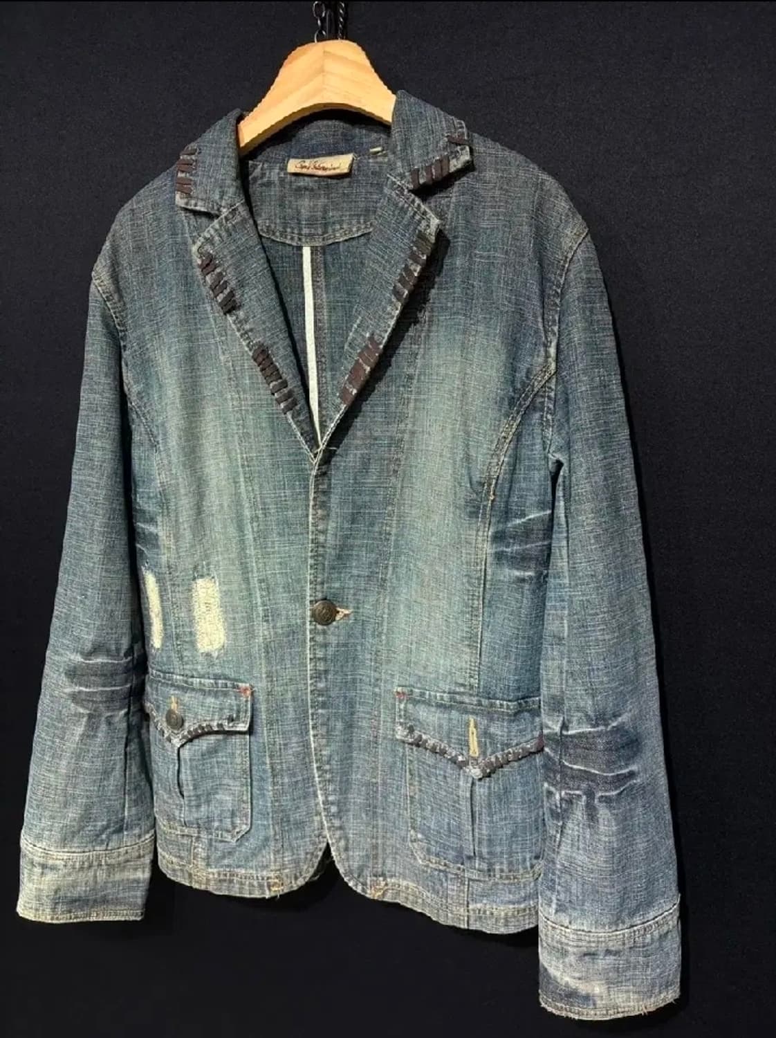 일본Gumu International 데님 가죽 블레이저 상품이미지2