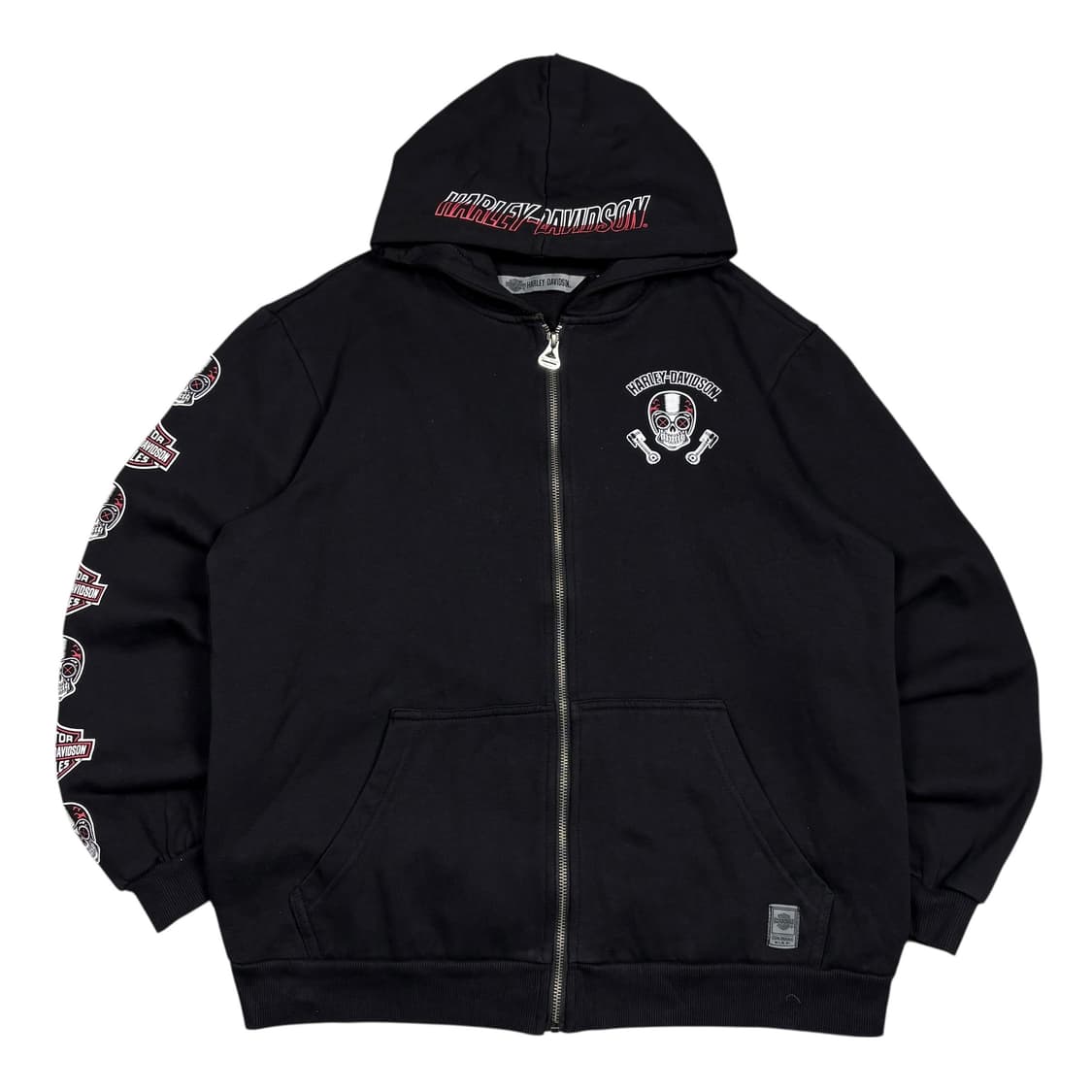 할리 데이비슨 블랙컬러 스컬 피스톤 B34 후드집업 상품이미지1