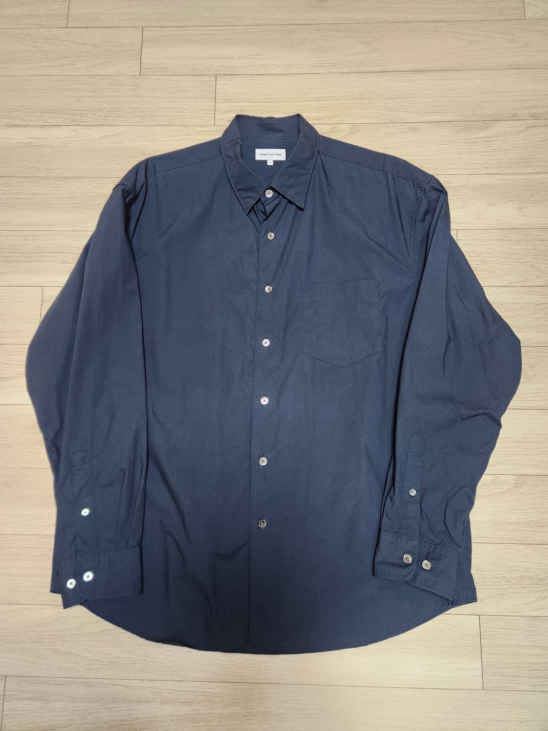 [스테디에브리웨어] 릴렉스드 페이퍼셔츠 다크네이비 4사이즈 상품이미지3