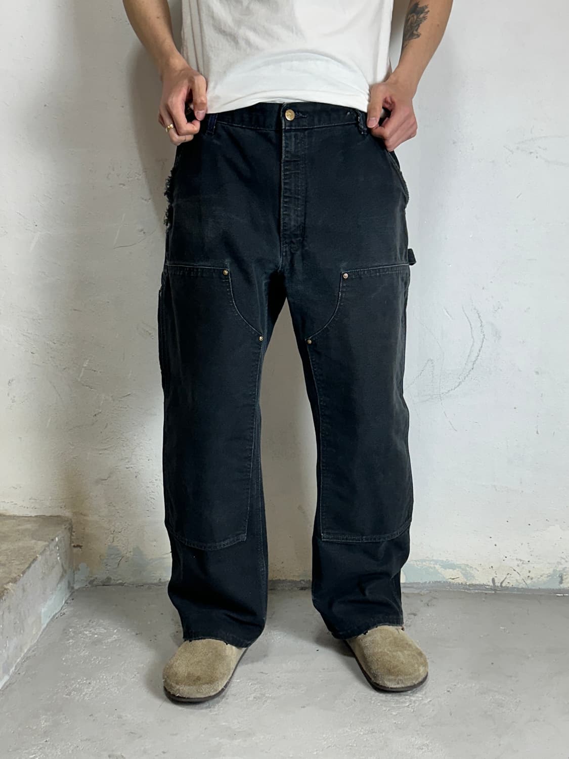 OG USA Made 칼하트 B01 더블니 블랙 칼하트 썩블니 카펜터 상품이미지10