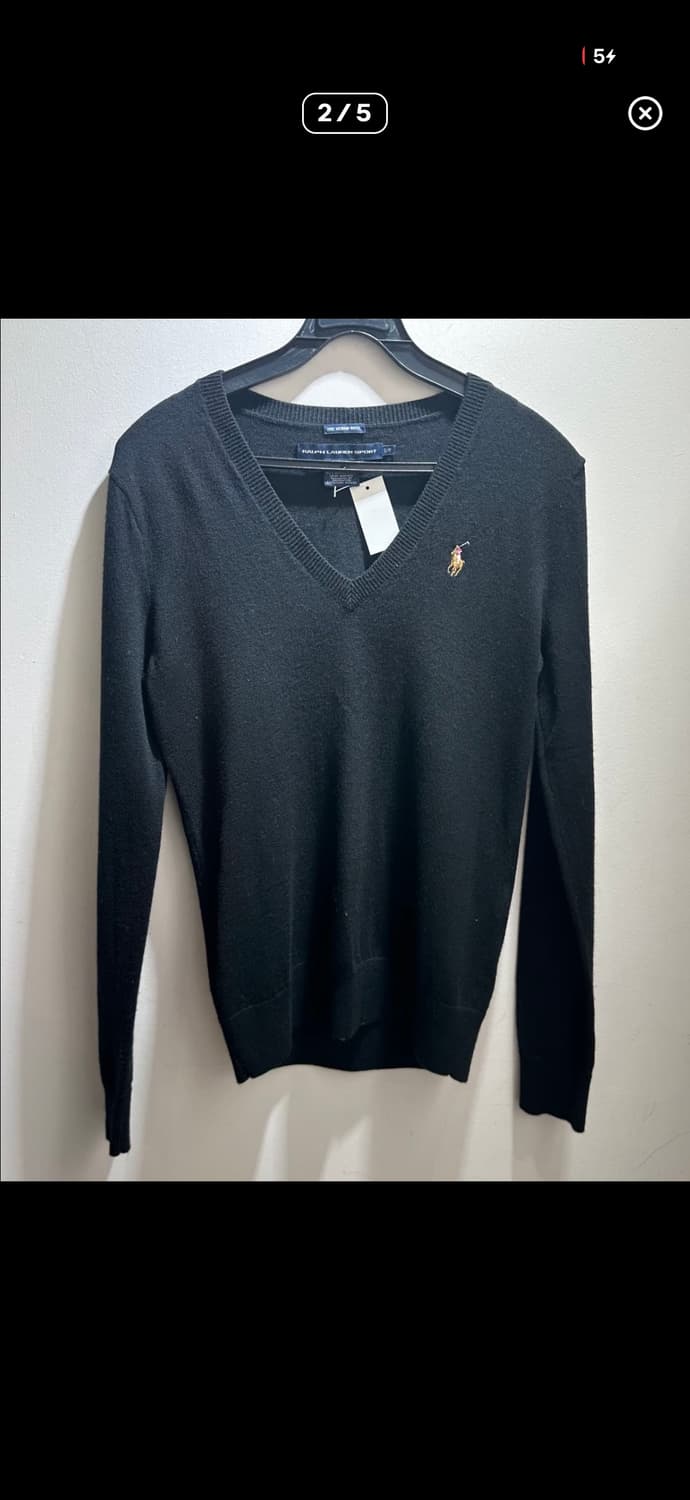 S 폴로랄프로렌 자수로고 블랙 브이넥 니트 상품이미지1