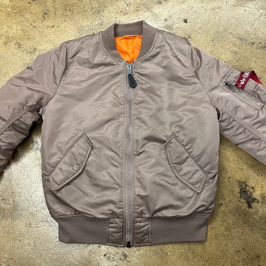 [정품/M] 알파인더스트리 MA-1 봄버 자켓 브라운 오렌지 b14 상품이미지3