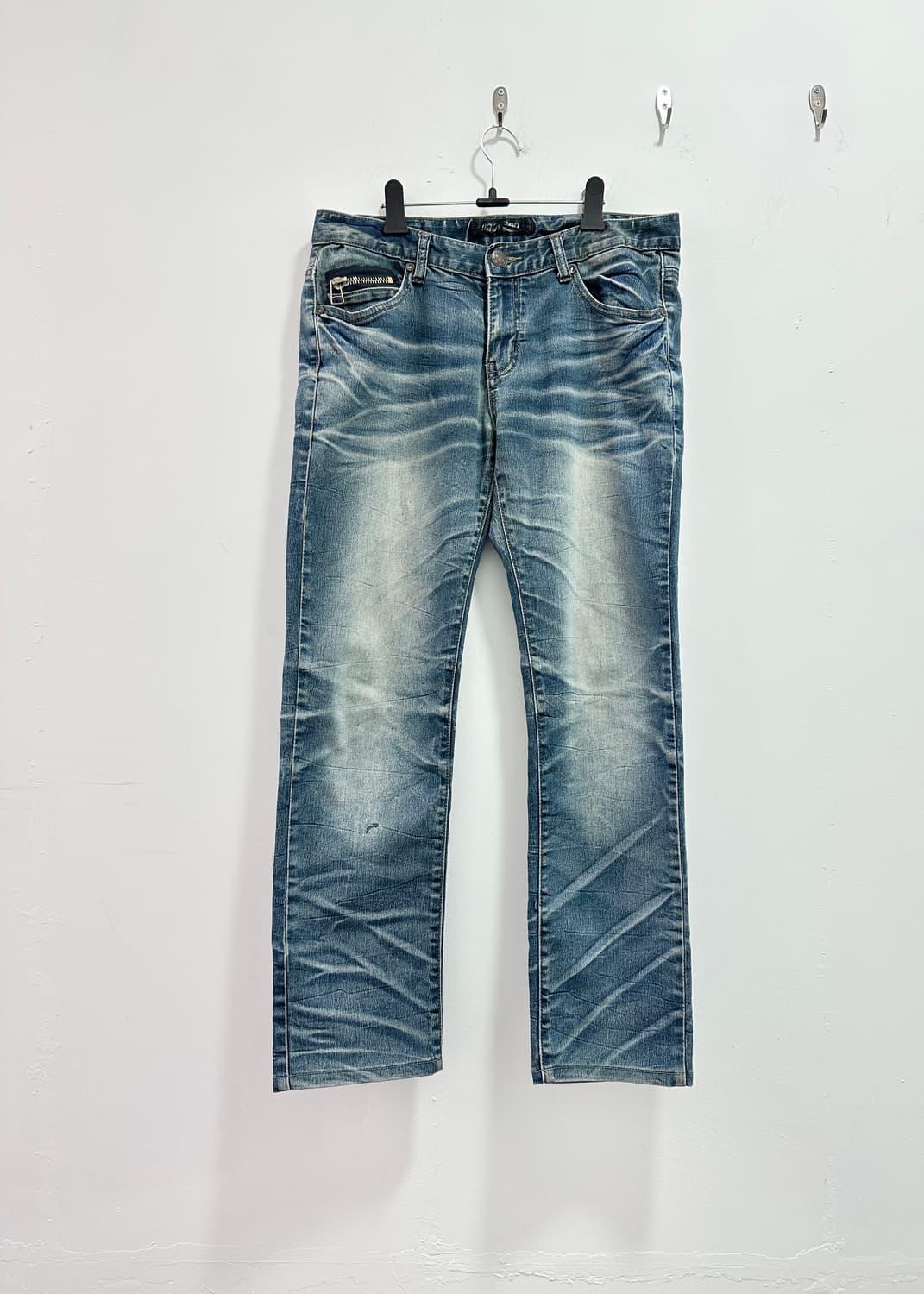 Vintage fade lines back zipper denim pan 상품이미지4