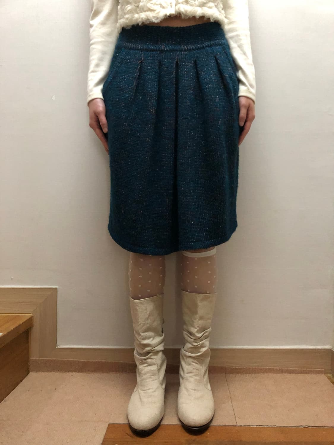 빈티지 다크네이비 글리터 벌룬 핏 미디 스커트 상품이미지6