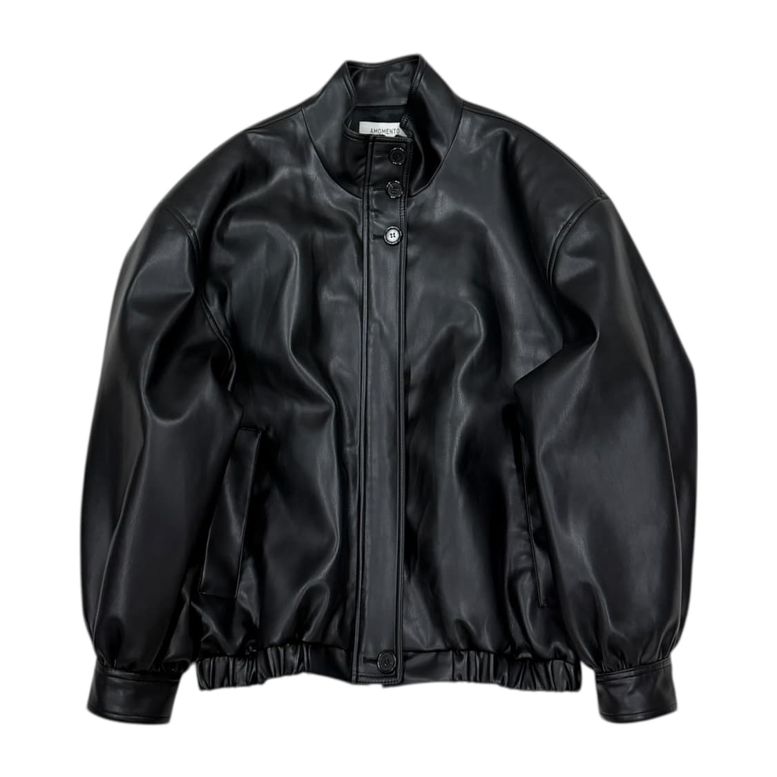 21FW 아모멘토 비건 레더 블루종 자켓 블랙 상품이미지1