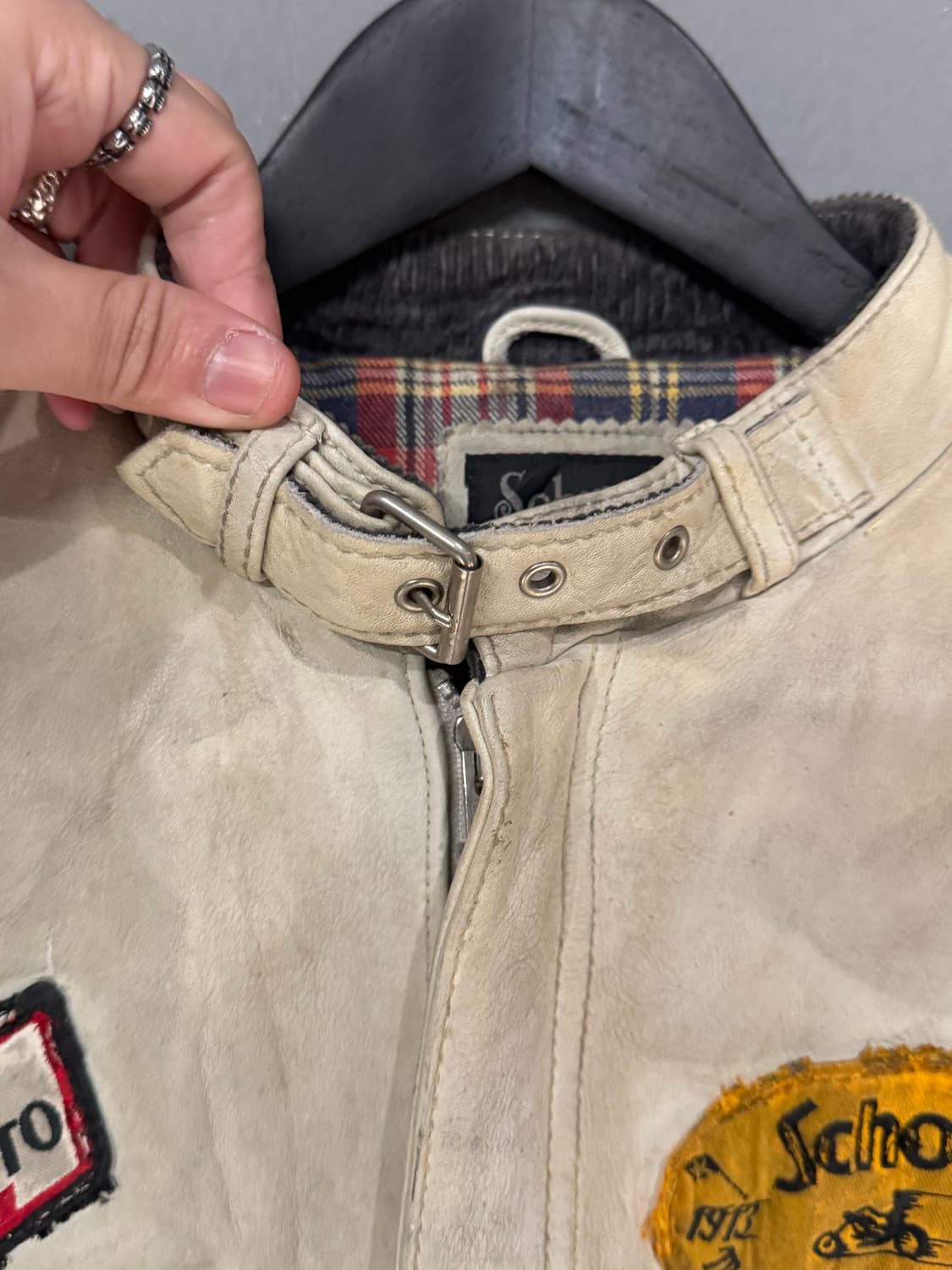 Schott 쇼트 패치 모터사이클 카우하이드 가죽자켓  상품이미지3