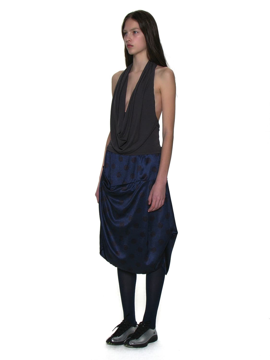 파르티멘토 우먼 DOT MIDI SKIRT NAVY 상품이미지3