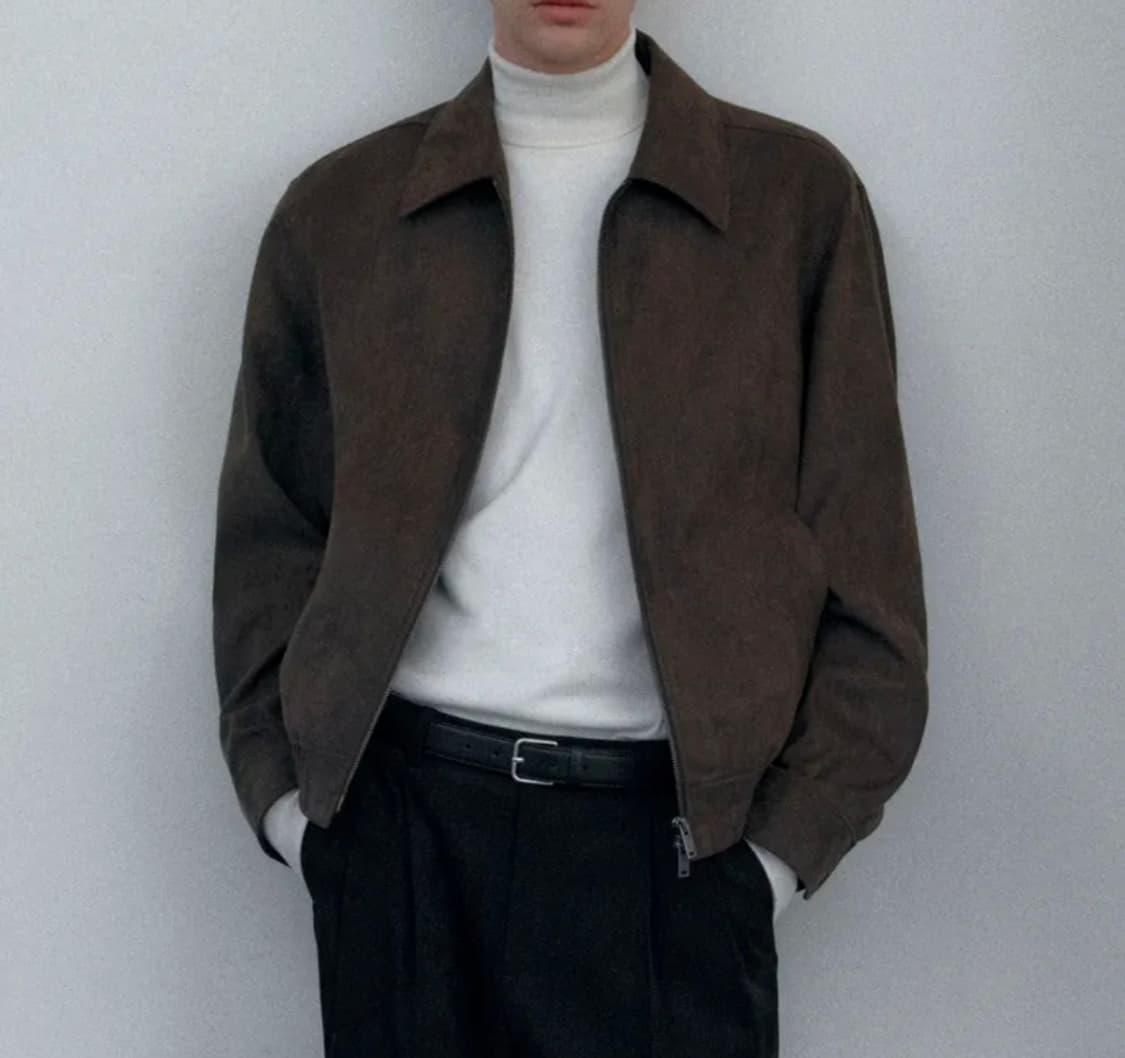 (새상품) 신세틱 스웨이드 미니멀 블루종 재킷 [브라운] L 상품이미지1