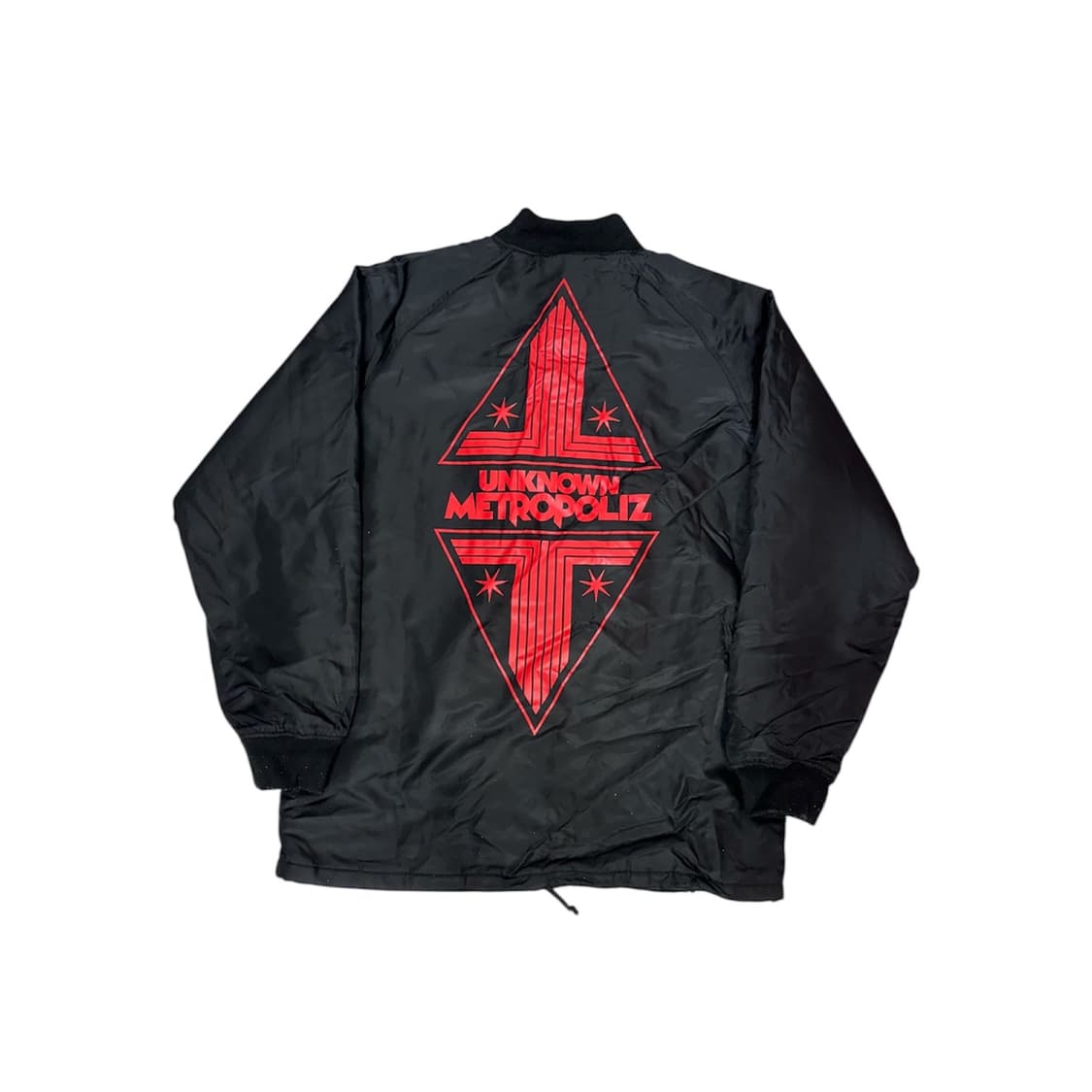 일본 빈티지 블랙 레드 펑크 빅 로고 프린팅 점퍼 바람막이 자켓 M 상품이미지6