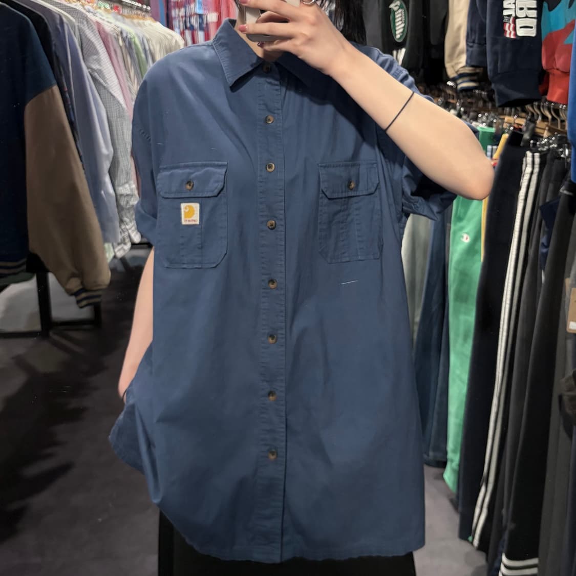 [IM] Carhartt 칼하트 투포켓 반팔 셔츠 블루 상품이미지4