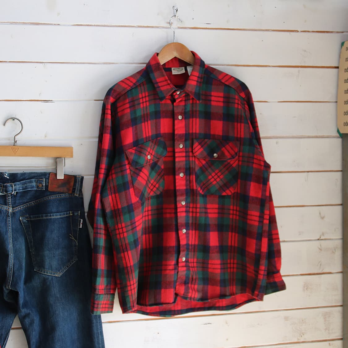 (착용컷) 90’s FIVE BROTHER 체크 셔츠 (남성용 103) 상품이미지3