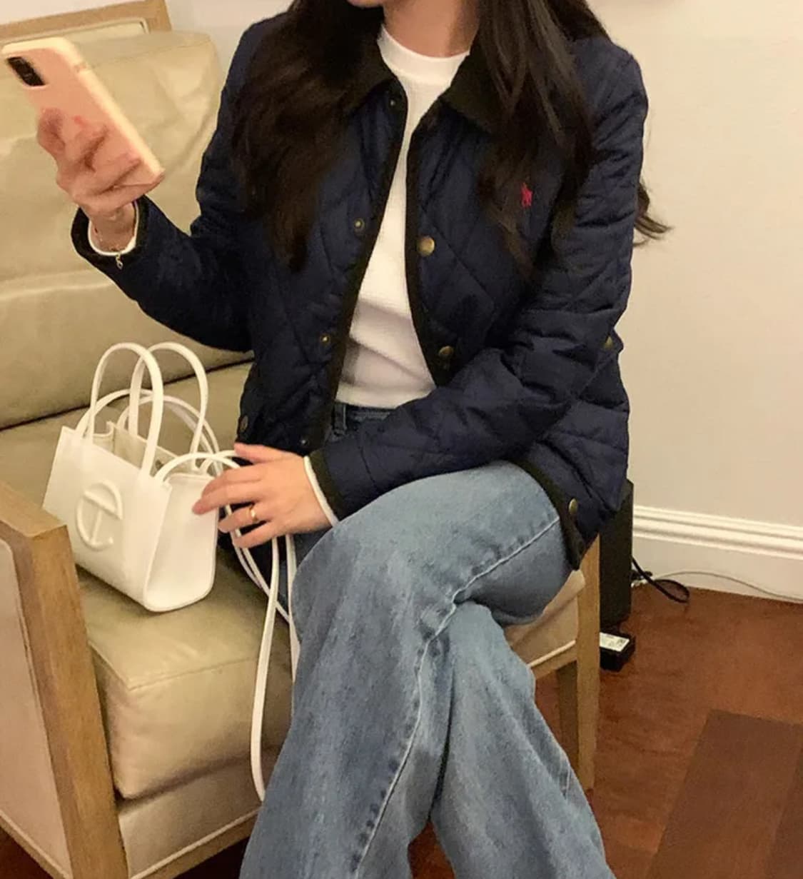 폴로 누빔패딩 퀄팅패딩 네이비 상품이미지1